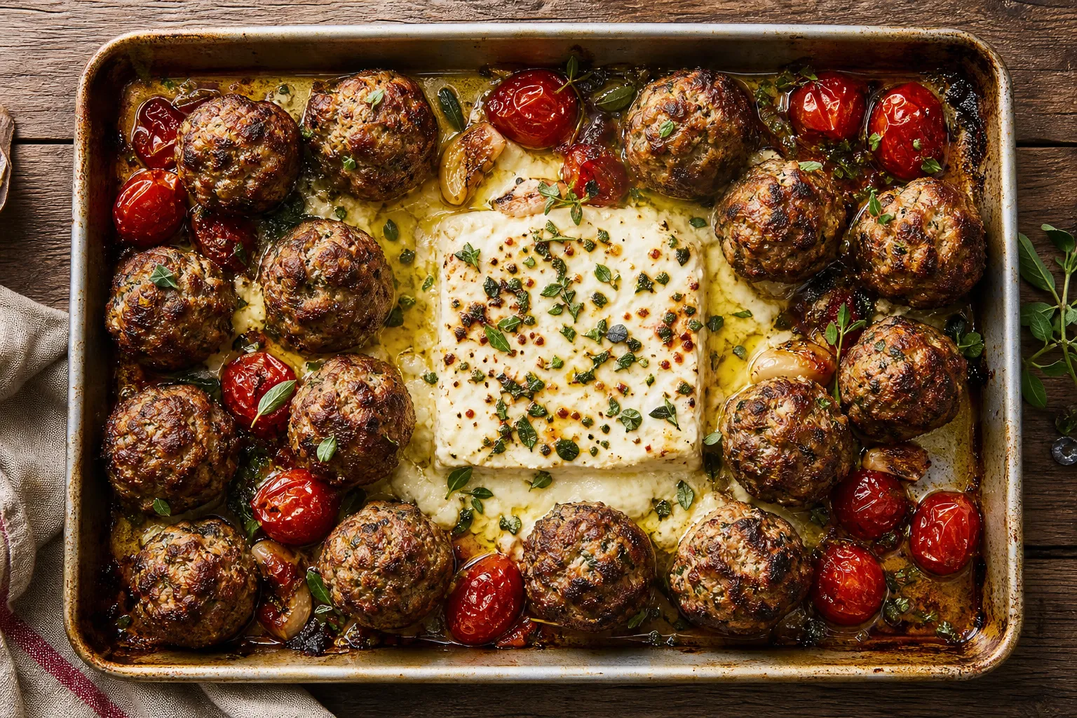 Baked Feta Meatballs (One Sheet Pan)
