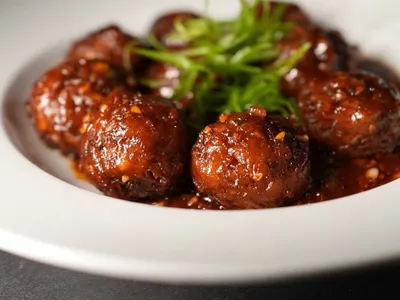 How to Make Bourbon Chicken Meatballs (Sticky Takeout Glaze)