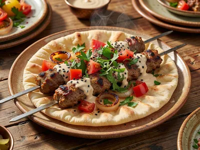 Egyptian Kofta Meshwi: Grilled Spiced Meatballs with Tahini