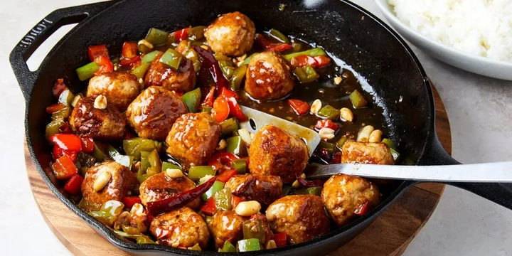 How to Make Kung Pao Meatballs (Sticky Peanut Glaze)