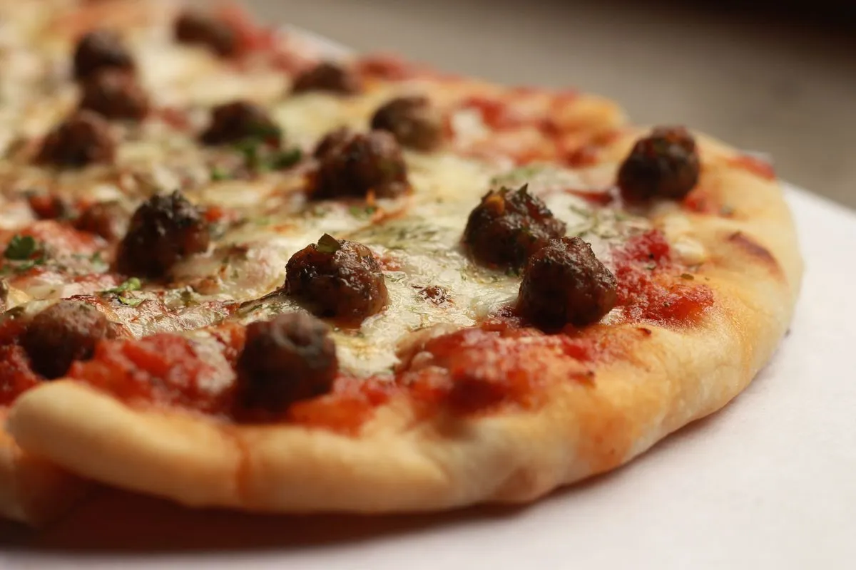 Meatball Pizza (Homemade, Crispy Crust)