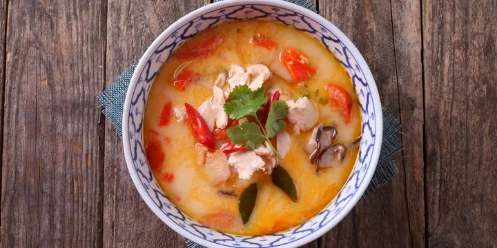 Thai Coconut Galangal Soup with Meatballs (Tom Kha Gai)