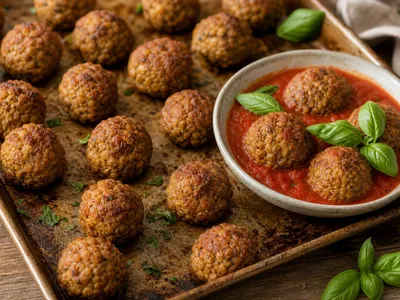 Vegan Lentil Meatballs (Baked, No Eggs)