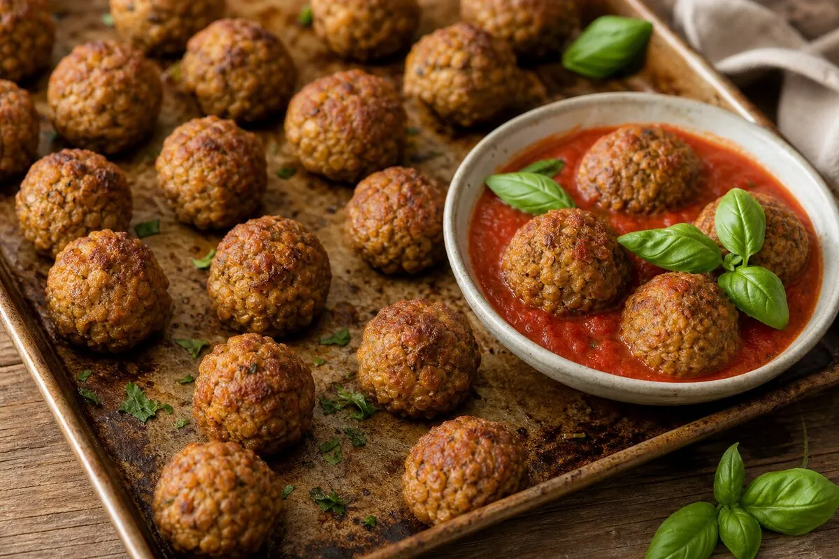 Vegan Lentil Meatballs (Baked, No Eggs)