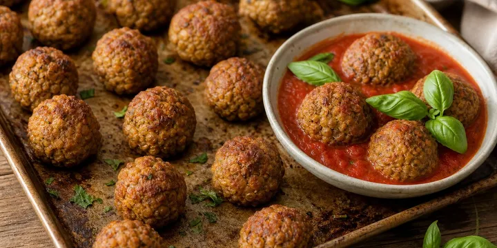 Vegan Lentil Meatballs (Baked, No Eggs)